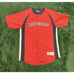 Washington Nationals MLB True Fan Youth G (10-12) Red Baseball Jersey Button Up